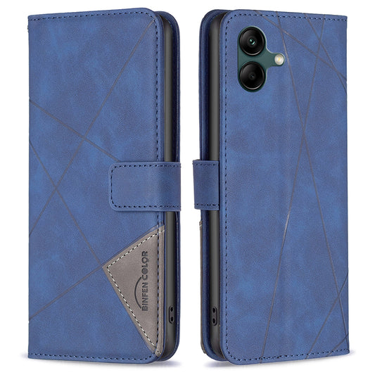 BINFEN COLOR BF05 For Samsung Galaxy A06 Case Wallet PU Leather Geometric Phone Cover - Blue