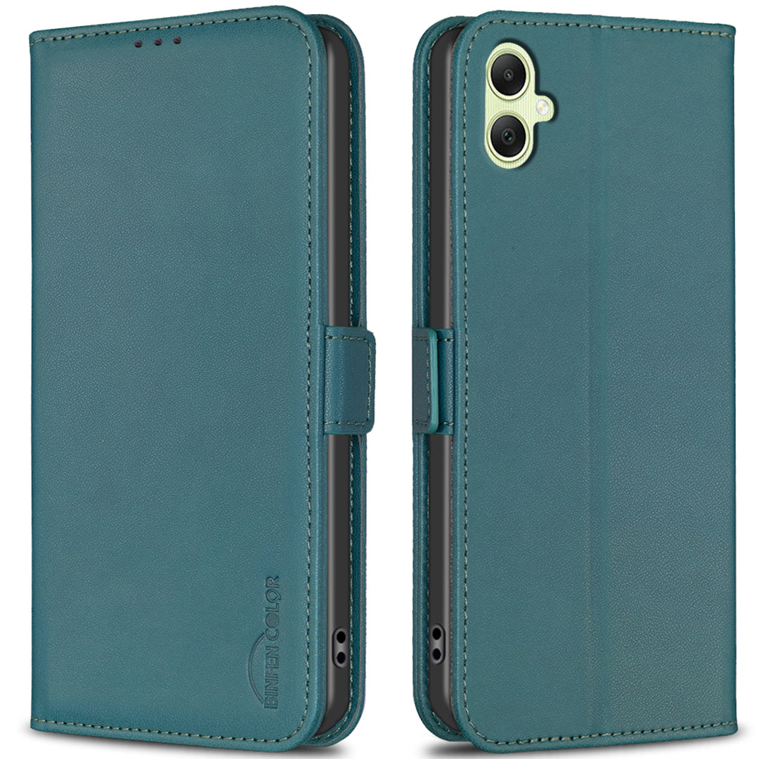 BINFEN COLOR BF31 For Samsung Galaxy A06 Case PU Leather Flip Folio Phone Wallet Cover - Green