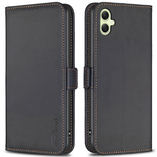 BINFEN COLOR BF31 For Samsung Galaxy A06 Case PU Leather Flip Folio Phone Wallet Cover - Black