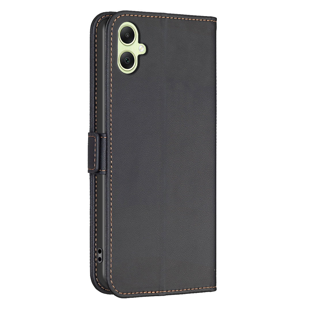 BINFEN COLOR BF31 For Samsung Galaxy A06 Case PU Leather Flip Folio Phone Wallet Cover - Black