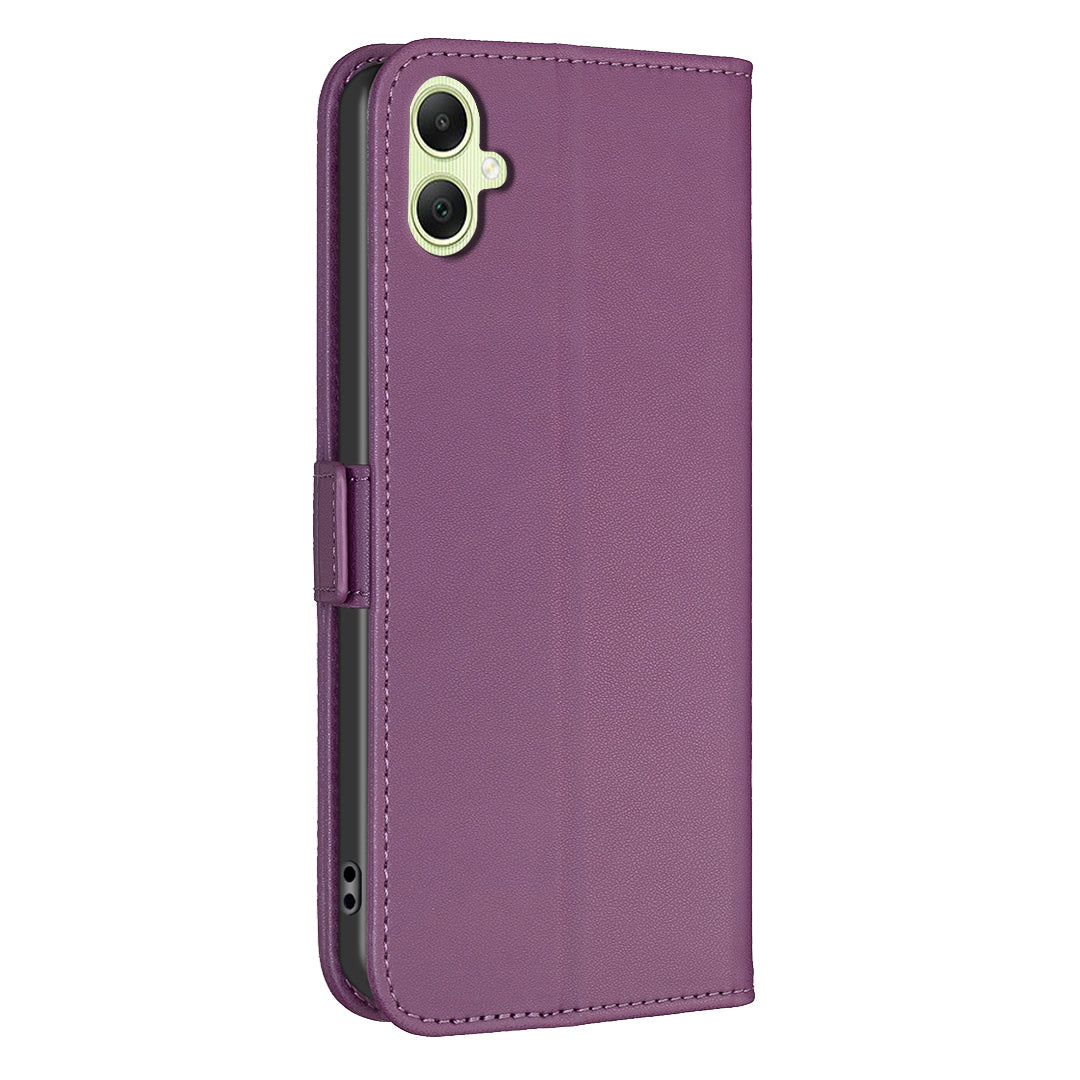 BINFEN COLOR BF31 For Samsung Galaxy A06 Case PU Leather Flip Folio Phone Wallet Cover - Dark Purple