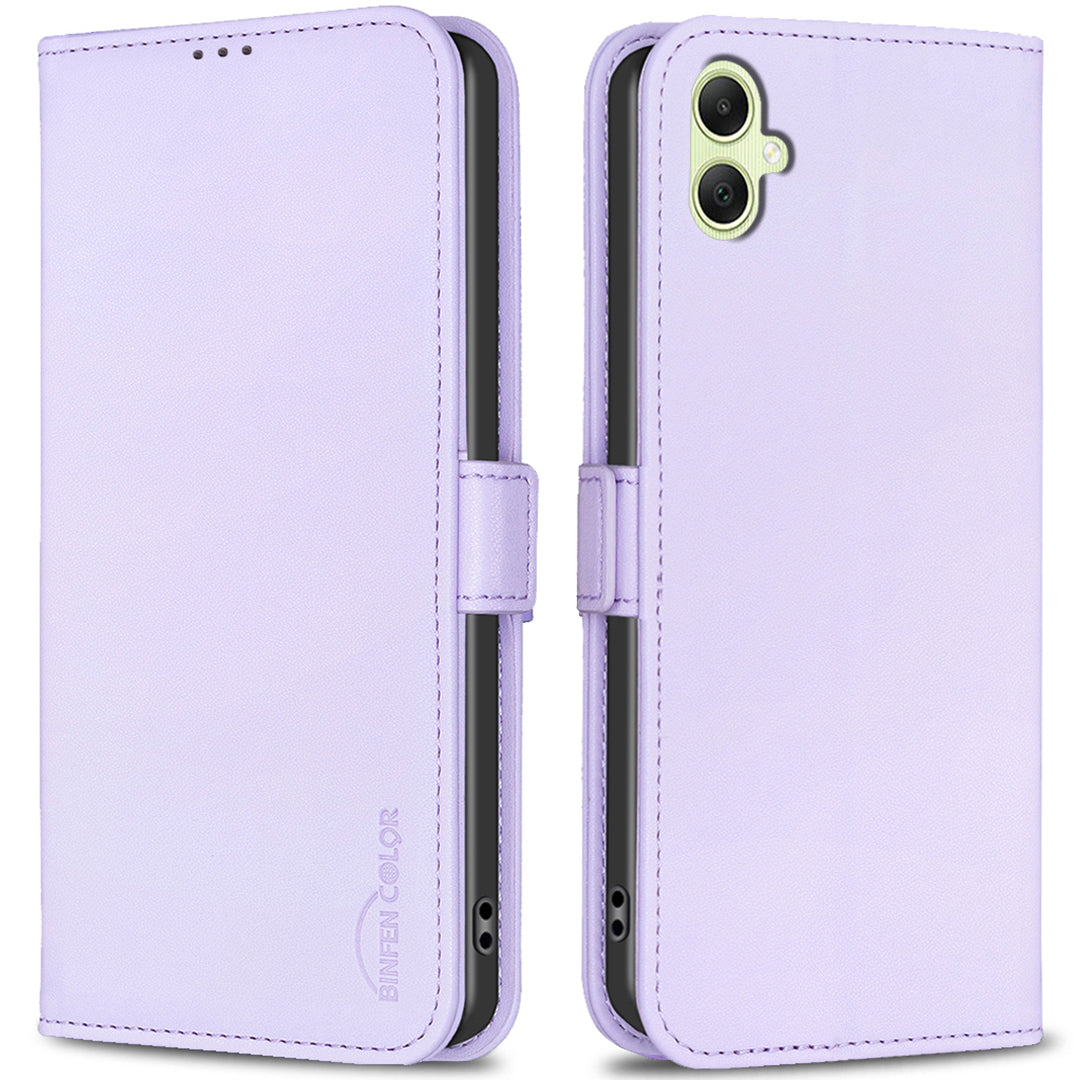 BINFEN COLOR BF31 For Samsung Galaxy A06 Case PU Leather Flip Folio Phone Wallet Cover - Purple