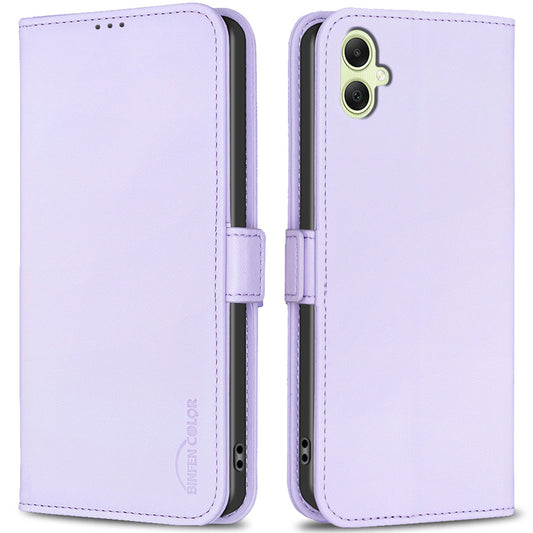 BINFEN COLOR BF31 For Samsung Galaxy A06 Case PU Leather Flip Folio Phone Wallet Cover - Purple
