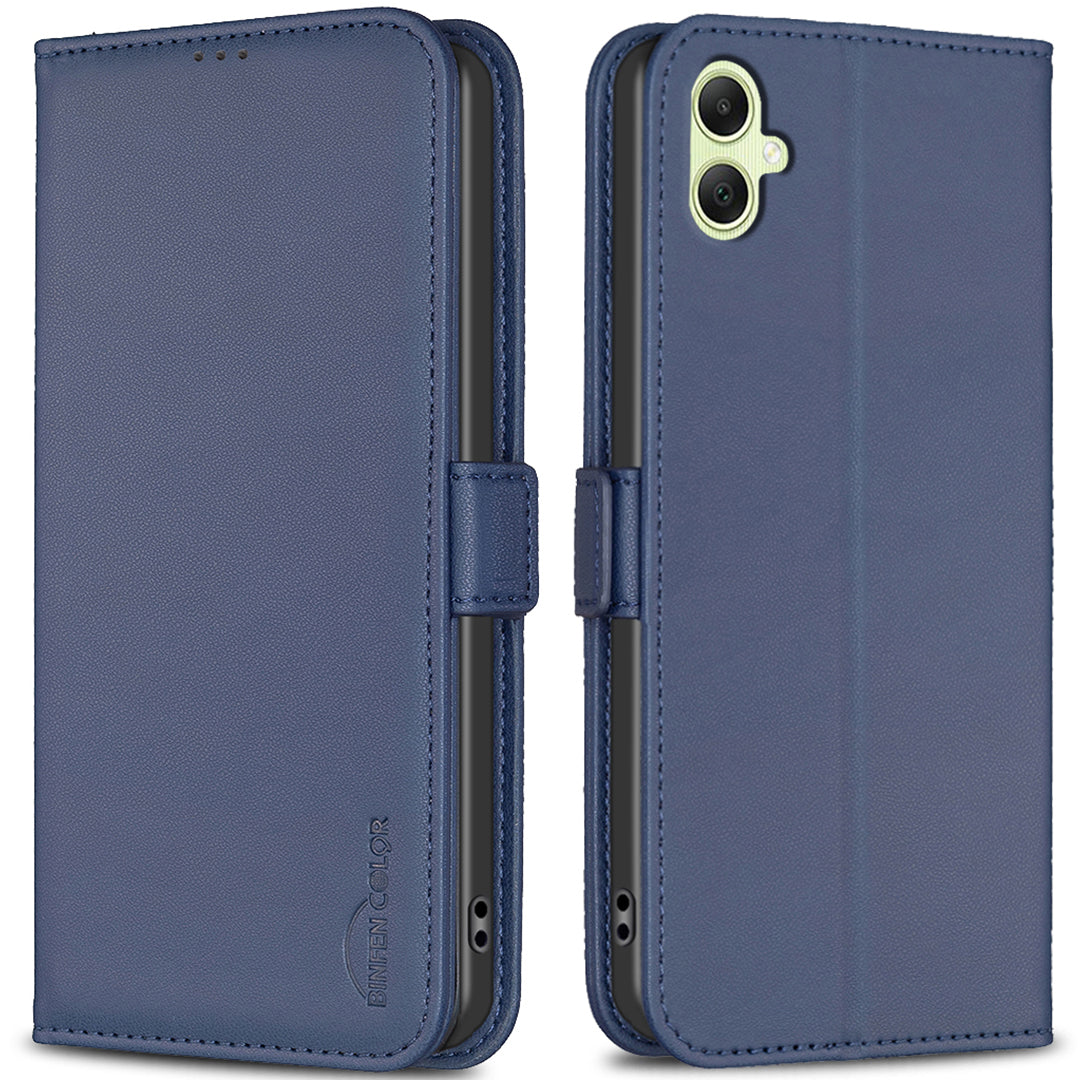 BINFEN COLOR BF31 For Samsung Galaxy A06 Case PU Leather Flip Folio Phone Wallet Cover - Blue