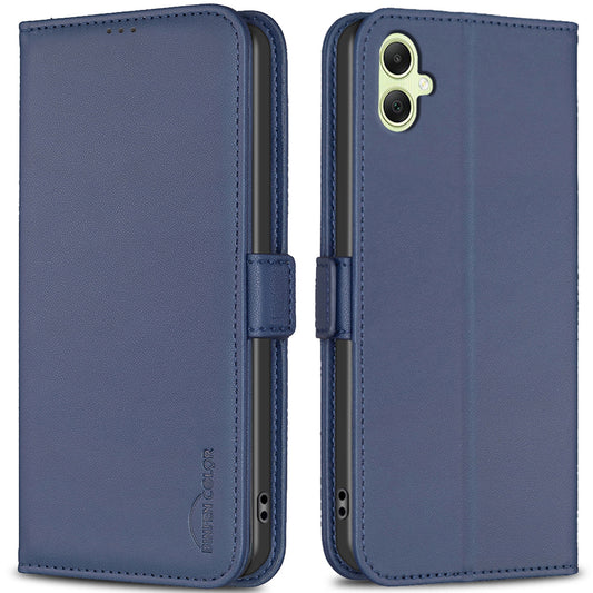 BINFEN COLOR BF31 For Samsung Galaxy A06 Case PU Leather Flip Folio Phone Wallet Cover - Blue
