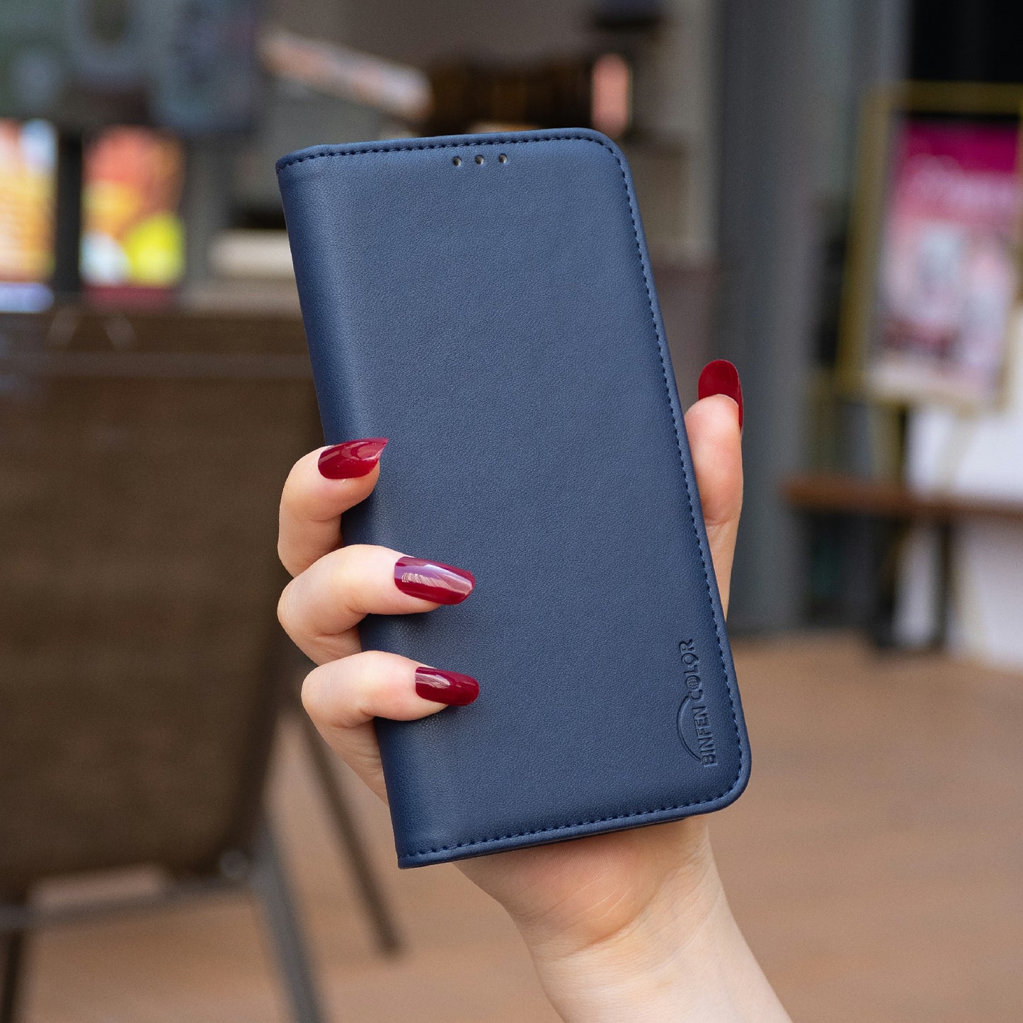 BINFEN COLOR BF31 For Samsung Galaxy A06 Case PU Leather Flip Folio Phone Wallet Cover - Blue