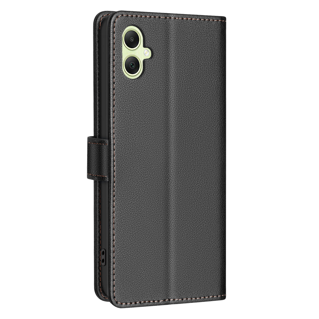 BINFEN COLOR BF32 For Samsung Galaxy A06 Case PU Leather Litchi Texture Phone Cover - Black