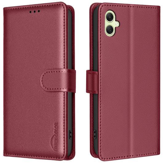 BINFEN COLOR BF32 For Samsung Galaxy A06 Case PU Leather Litchi Texture Phone Cover - Red