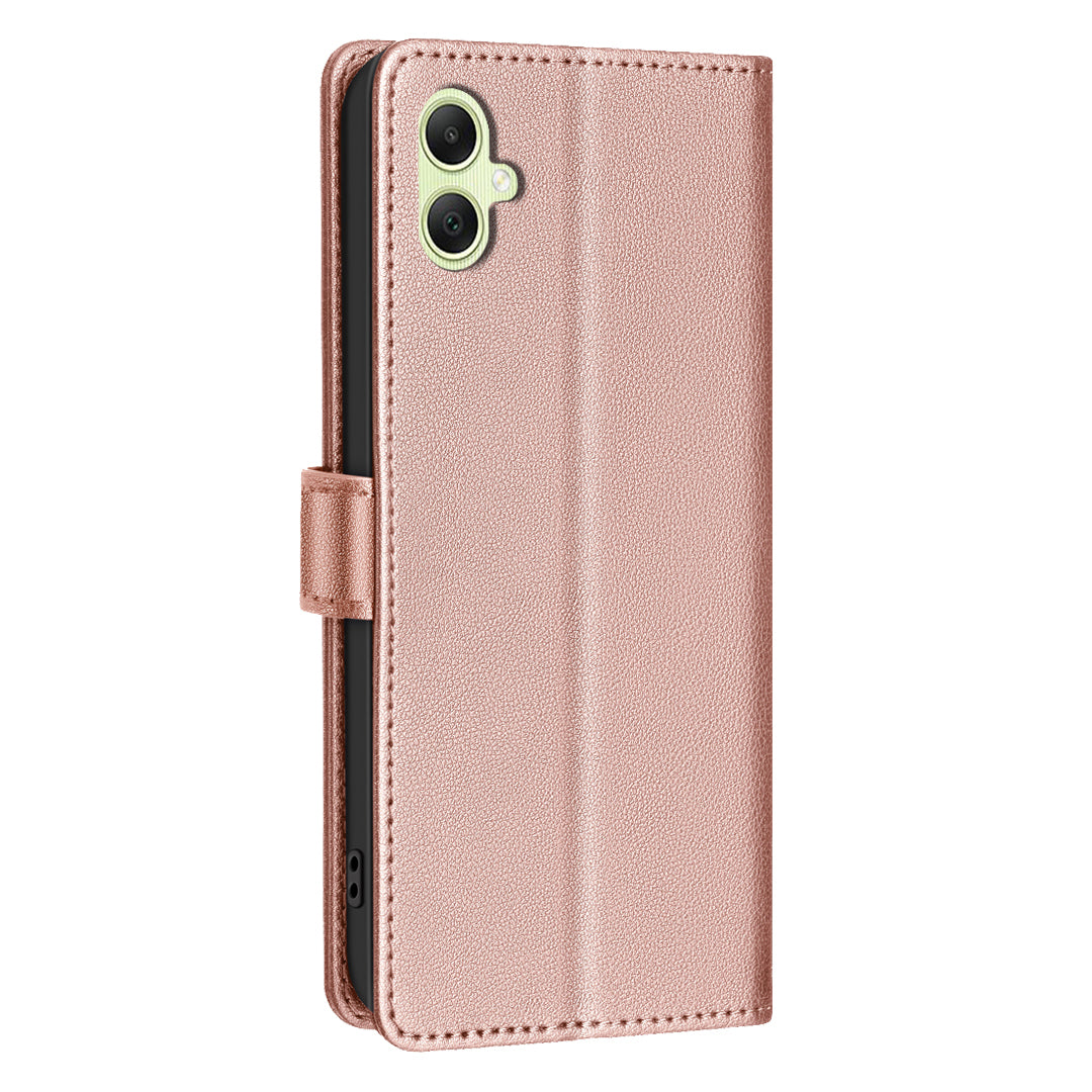 BINFEN COLOR BF32 For Samsung Galaxy A06 Case PU Leather Litchi Texture Phone Cover - Rose Gold