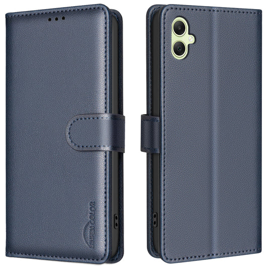 BINFEN COLOR BF32 For Samsung Galaxy A06 Case PU Leather Litchi Texture Phone Cover - Blue