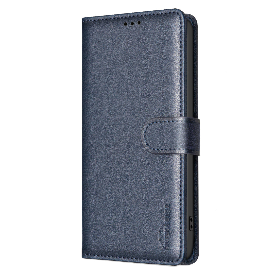 BINFEN COLOR BF32 For Samsung Galaxy A06 Case PU Leather Litchi Texture Phone Cover - Blue