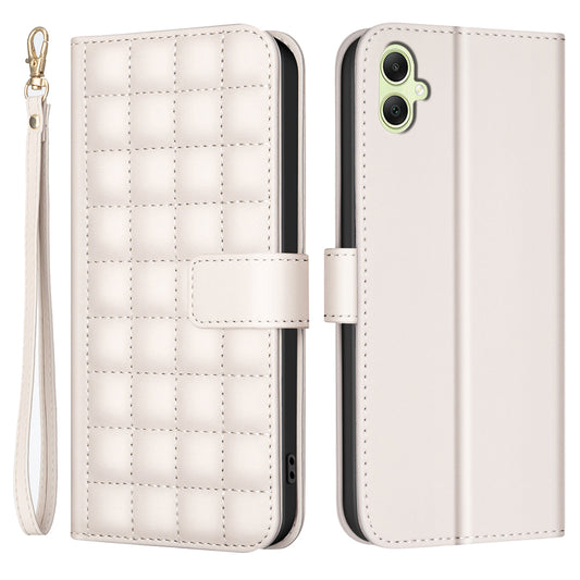 BINFEN COLOR BF34 for Samsung Galaxy A06 Case Wallet PU Leather Cover Square Grid Pattern - Beige