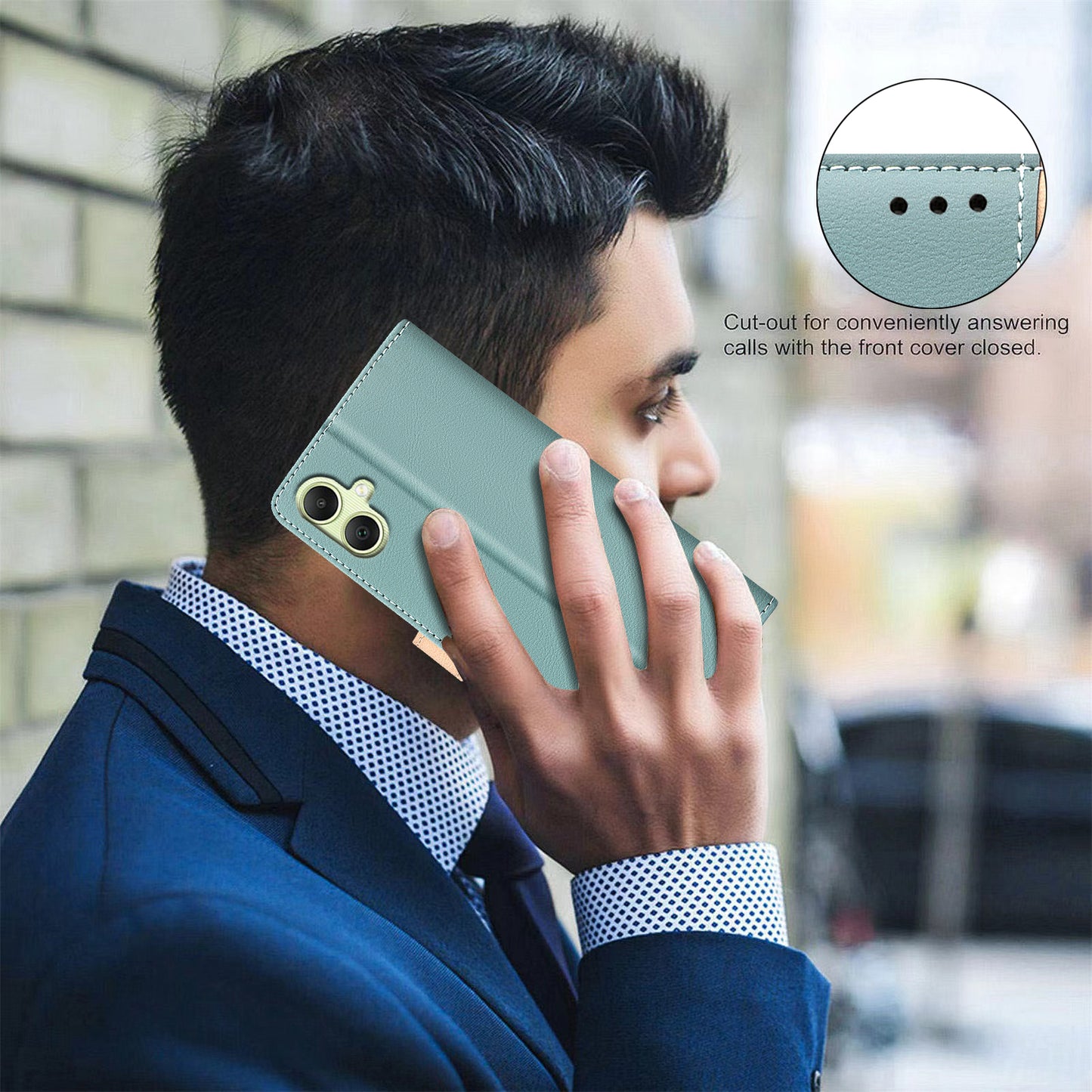 BINFEN COLOR BF33 for Samsung Galaxy A06 Case Phone Leather Cover RFID Blocking - Green