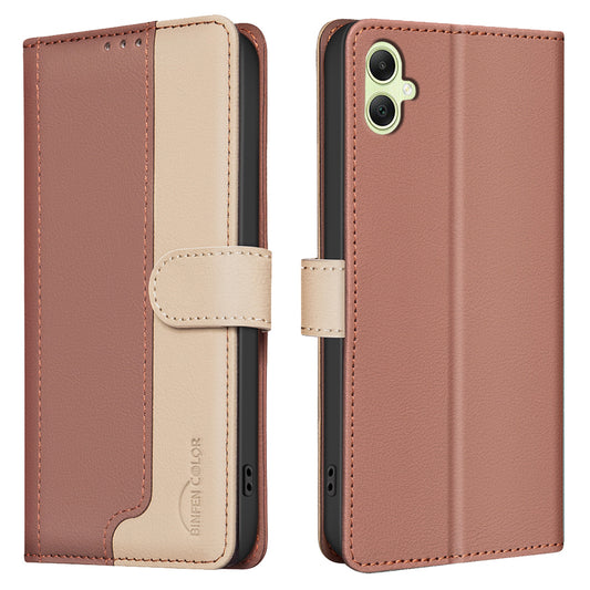 BINFEN COLOR BF33 for Samsung Galaxy A06 Case Phone Leather Cover RFID Blocking - Brown