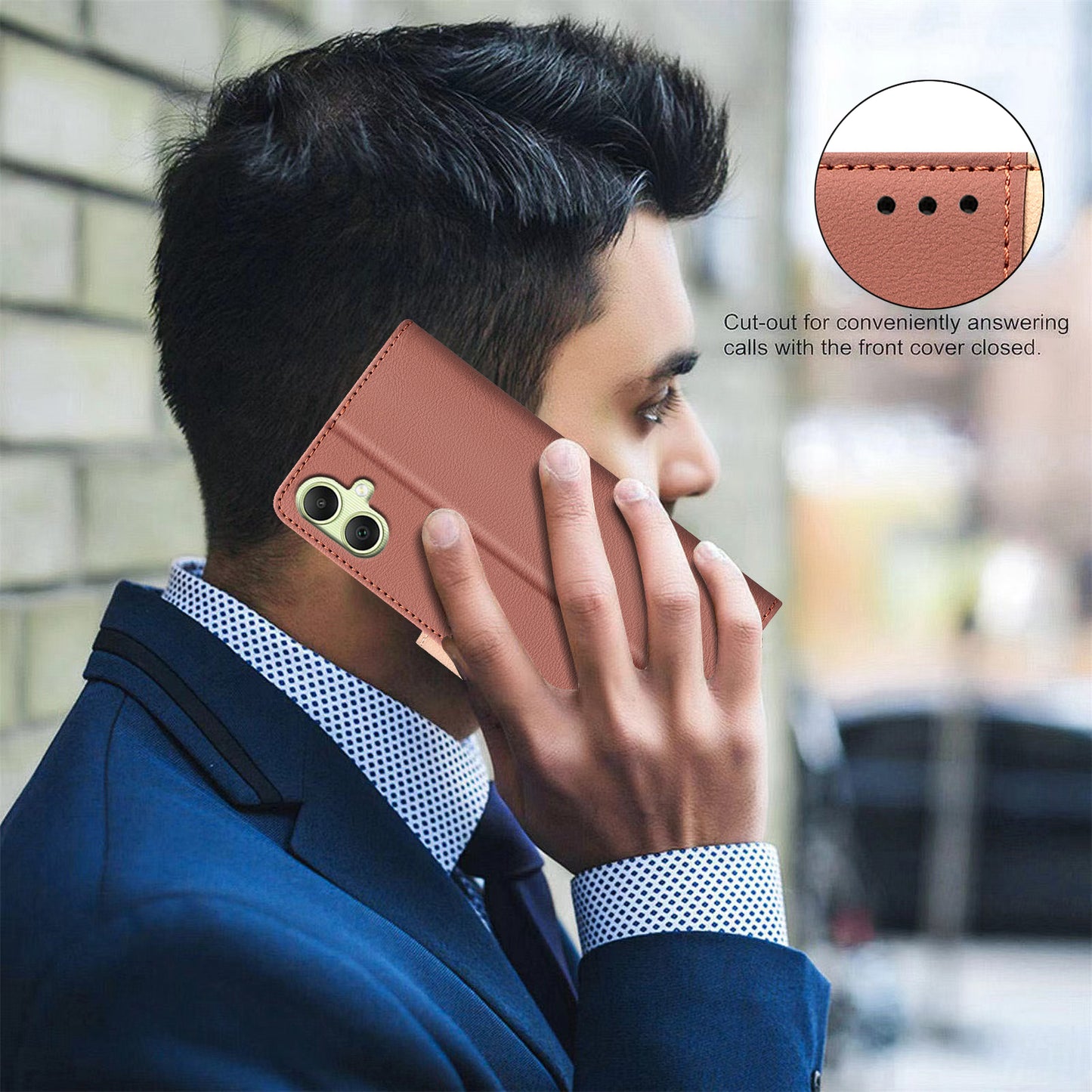BINFEN COLOR BF33 for Samsung Galaxy A06 Case Phone Leather Cover RFID Blocking - Brown
