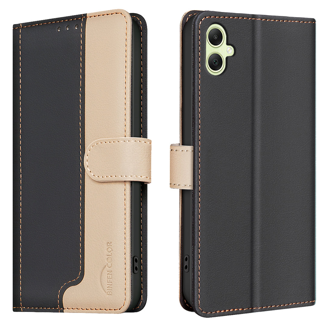 BINFEN COLOR BF33 for Samsung Galaxy A06 Case Phone Leather Cover RFID Blocking - Black