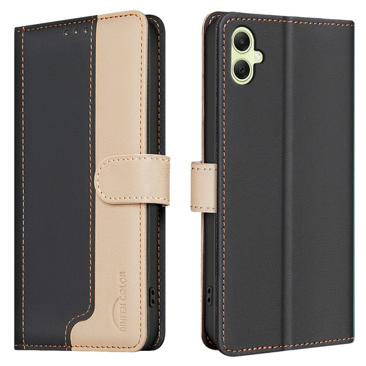 BINFEN COLOR BF33 for Samsung Galaxy A06 Case Phone Leather Cover RFID Blocking - Black