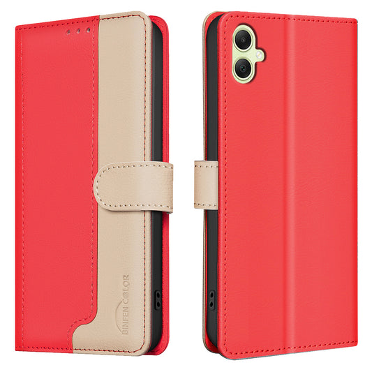 BINFEN COLOR BF33 for Samsung Galaxy A06 Case Phone Leather Cover RFID Blocking - Red