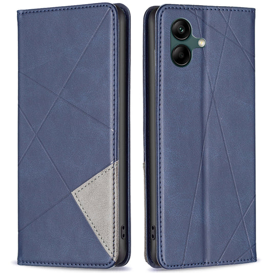 For Samsung Galaxy A06 Case Card Slots PU Leather Geometric Phone Cover - Blue