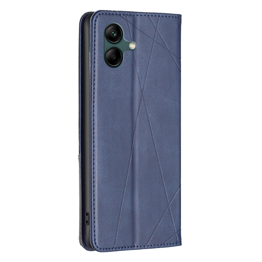 For Samsung Galaxy A06 Case Card Slots PU Leather Geometric Phone Cover - Blue