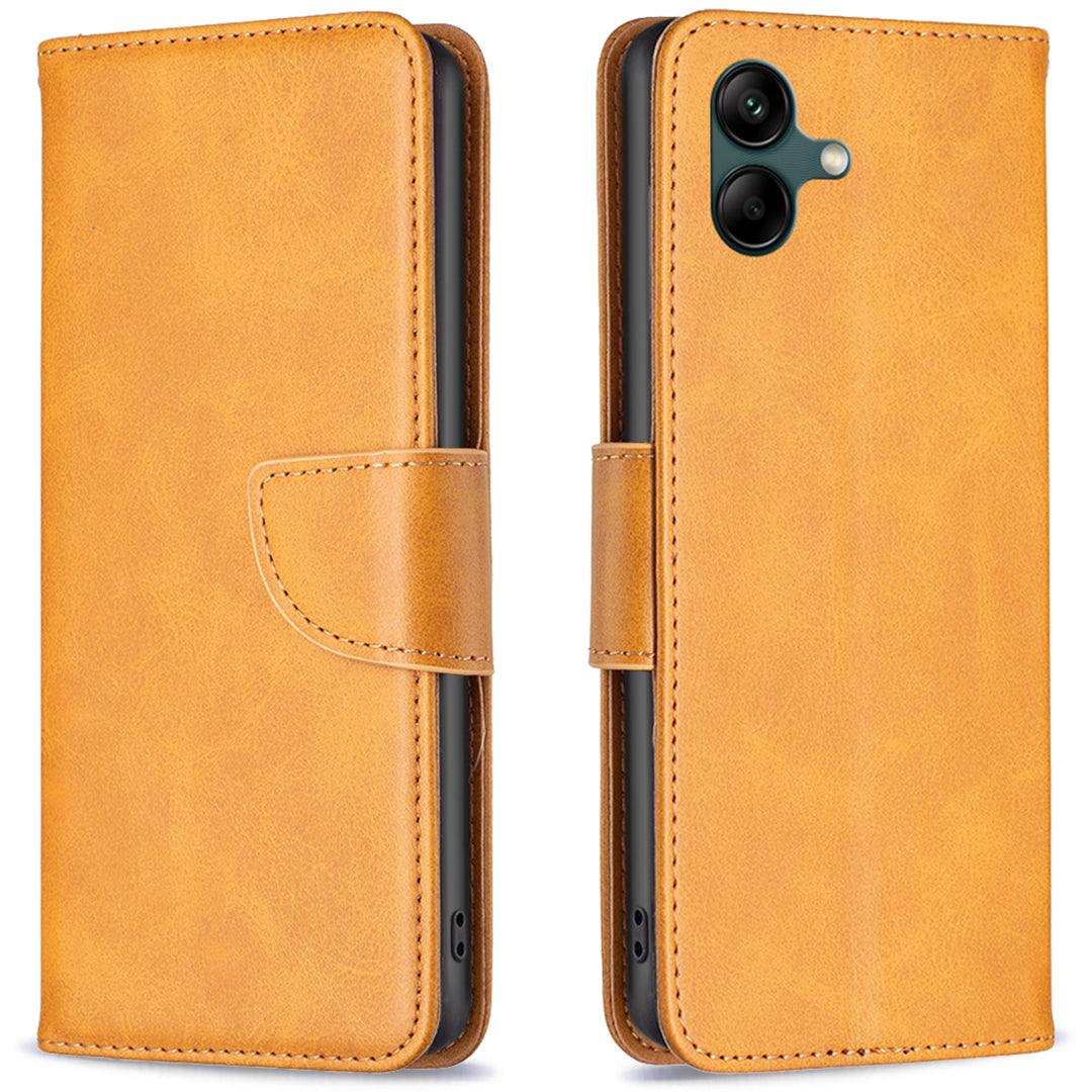 For Samsung Galaxy A06 Case Wallet Stand Folio Flip PU Leather Phone Cover - Yellow