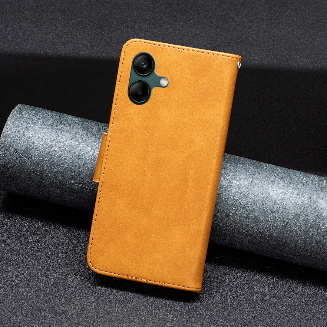 For Samsung Galaxy A06 Case Wallet Stand Folio Flip PU Leather Phone Cover - Yellow