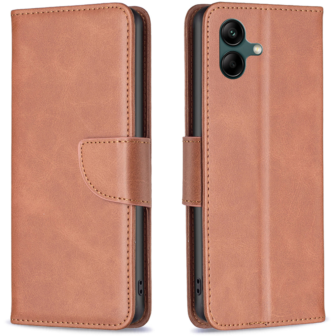For Samsung Galaxy A06 Case Wallet Stand Folio Flip PU Leather Phone Cover - Brown