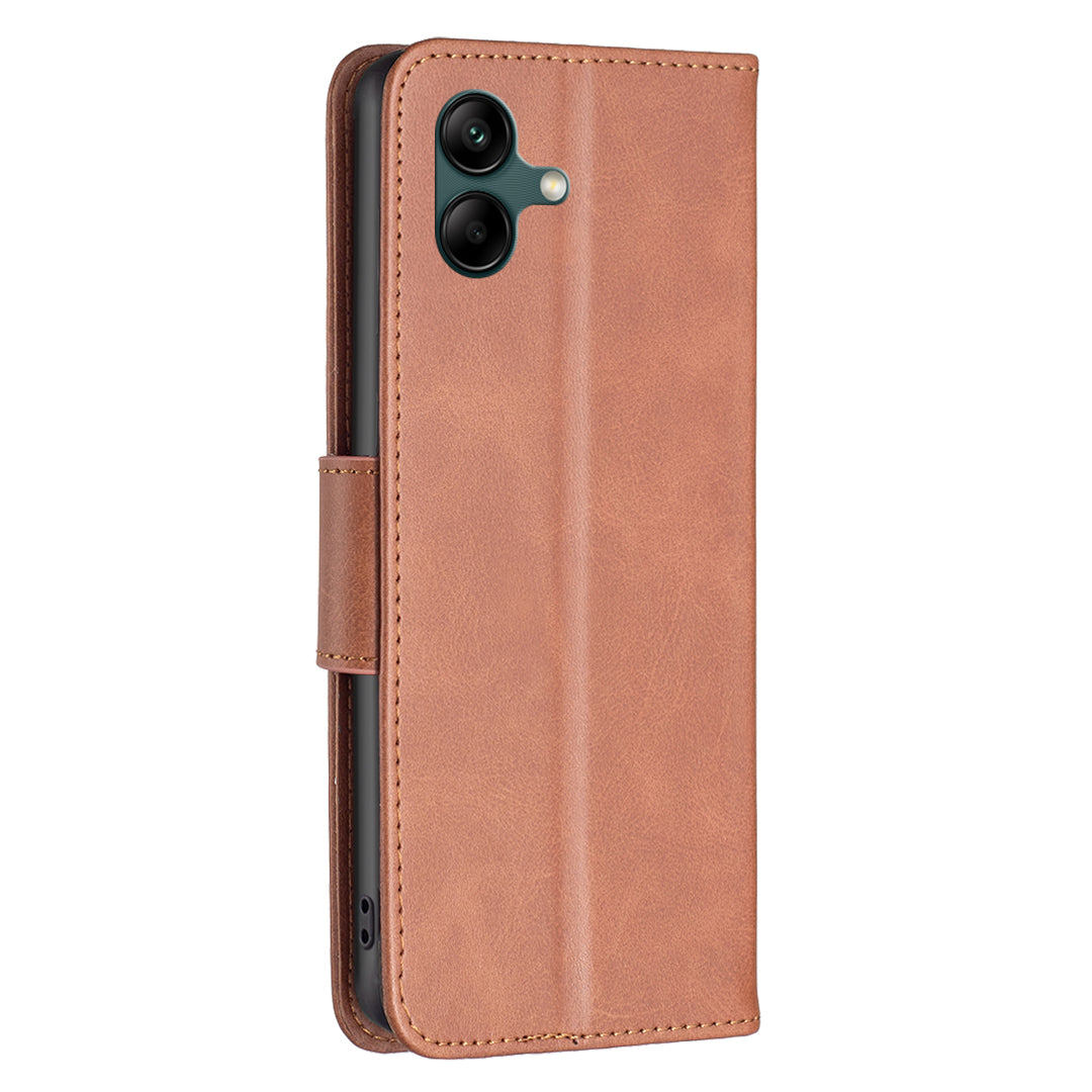 For Samsung Galaxy A06 Case Wallet Stand Folio Flip PU Leather Phone Cover - Brown