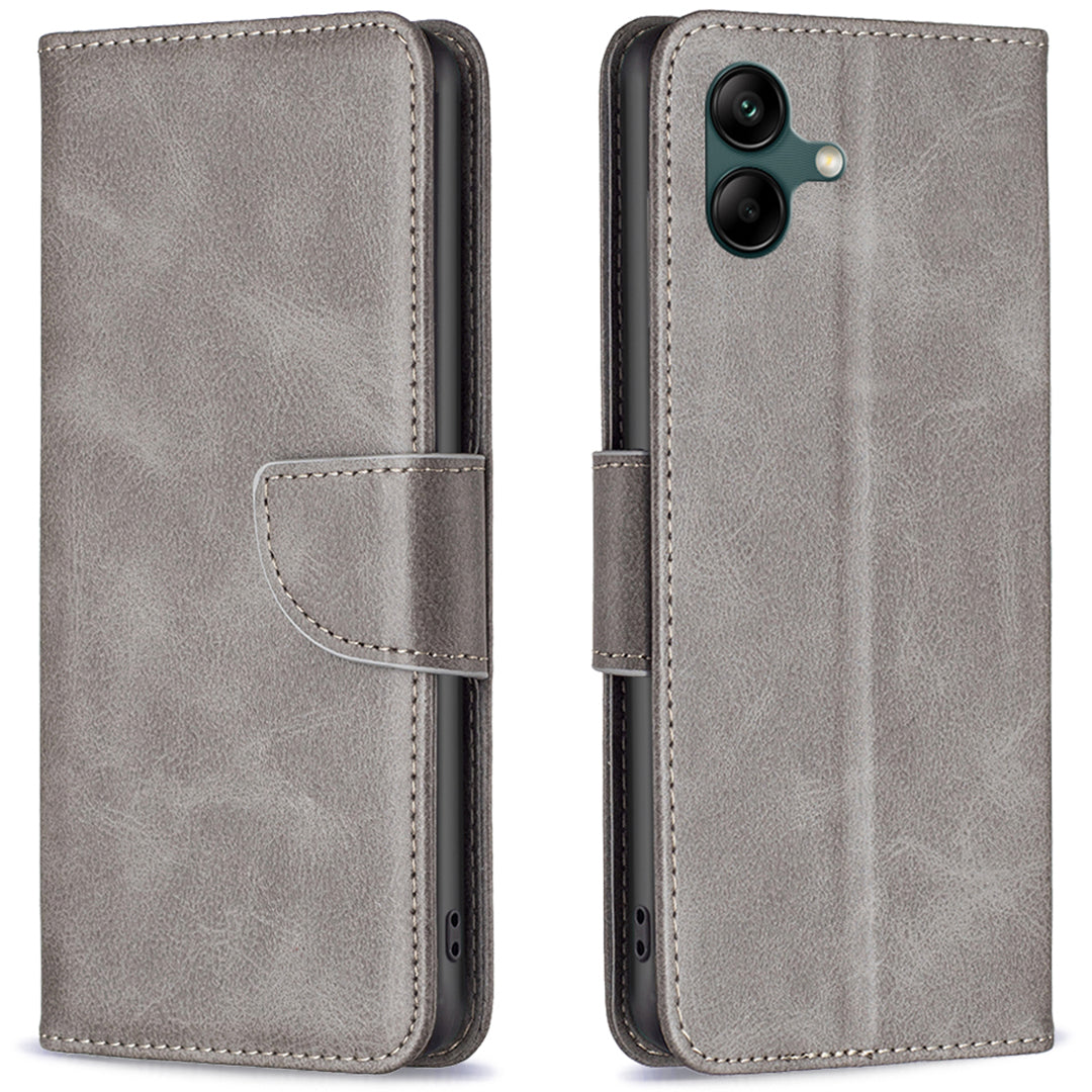 For Samsung Galaxy A06 Case Wallet Stand Folio Flip PU Leather Phone Cover - Grey