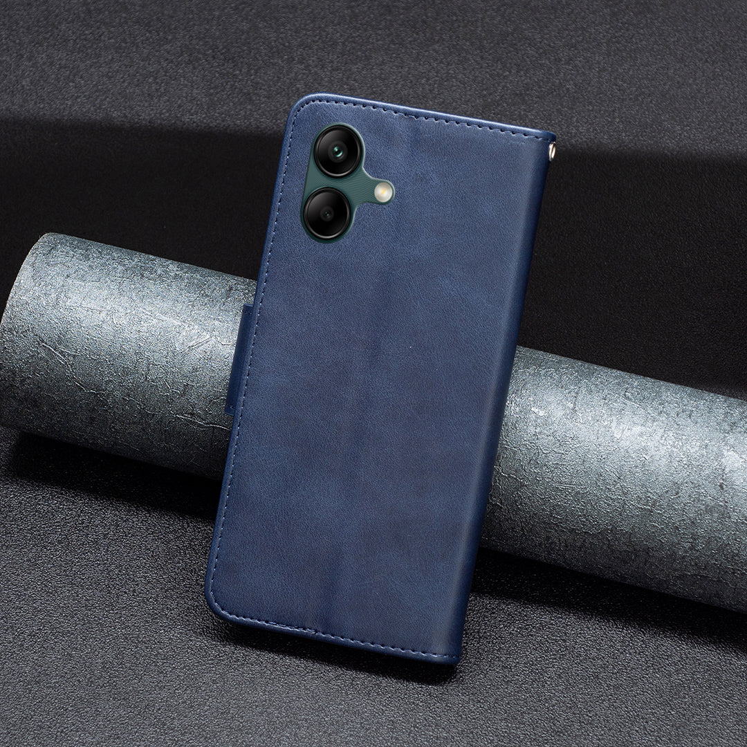 For Samsung Galaxy A06 Case Wallet Stand Folio Flip PU Leather Phone Cover - Blue