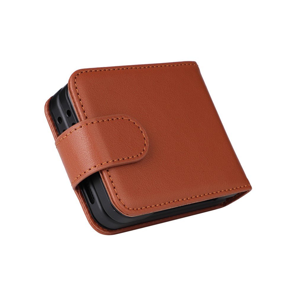 For Samsung Galaxy Z Flip7 FE 5G / Z Flip6 5G Case PU Leather Card Holder Folding Phone Cover - Brown
