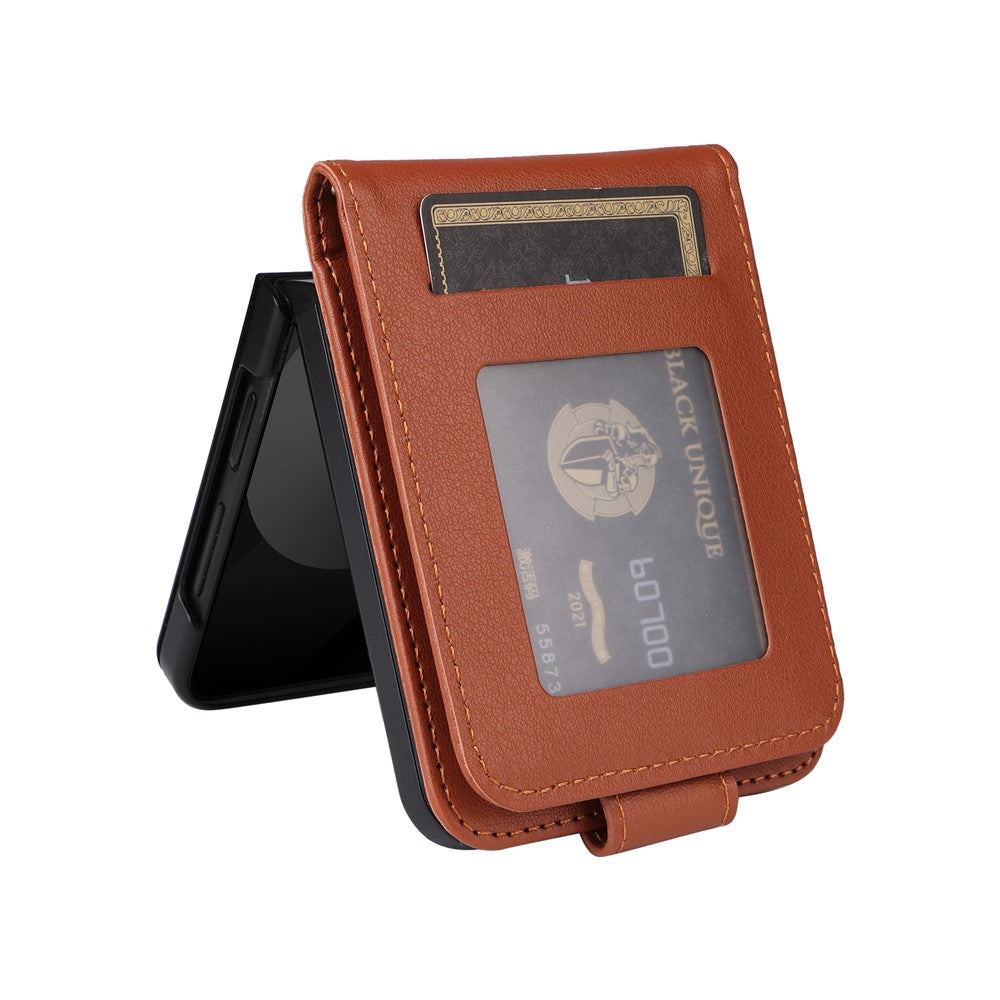 For Samsung Galaxy Z Flip7 FE 5G / Z Flip6 5G Case PU Leather Card Holder Folding Phone Cover - Brown