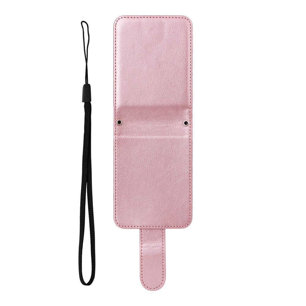 For Samsung Galaxy Z Flip7 FE 5G / Z Flip6 5G Case PU Leather Card Holder Folding Phone Cover - Rose Gold