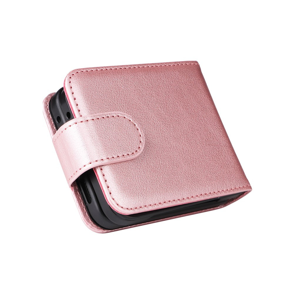 For Samsung Galaxy Z Flip7 FE 5G / Z Flip6 5G Case PU Leather Card Holder Folding Phone Cover - Rose Gold