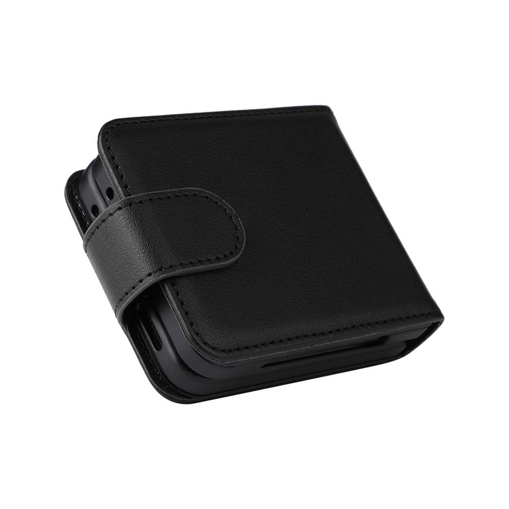 For Samsung Galaxy Z Flip7 FE 5G / Z Flip6 5G Case PU Leather Card Holder Folding Phone Cover - Black