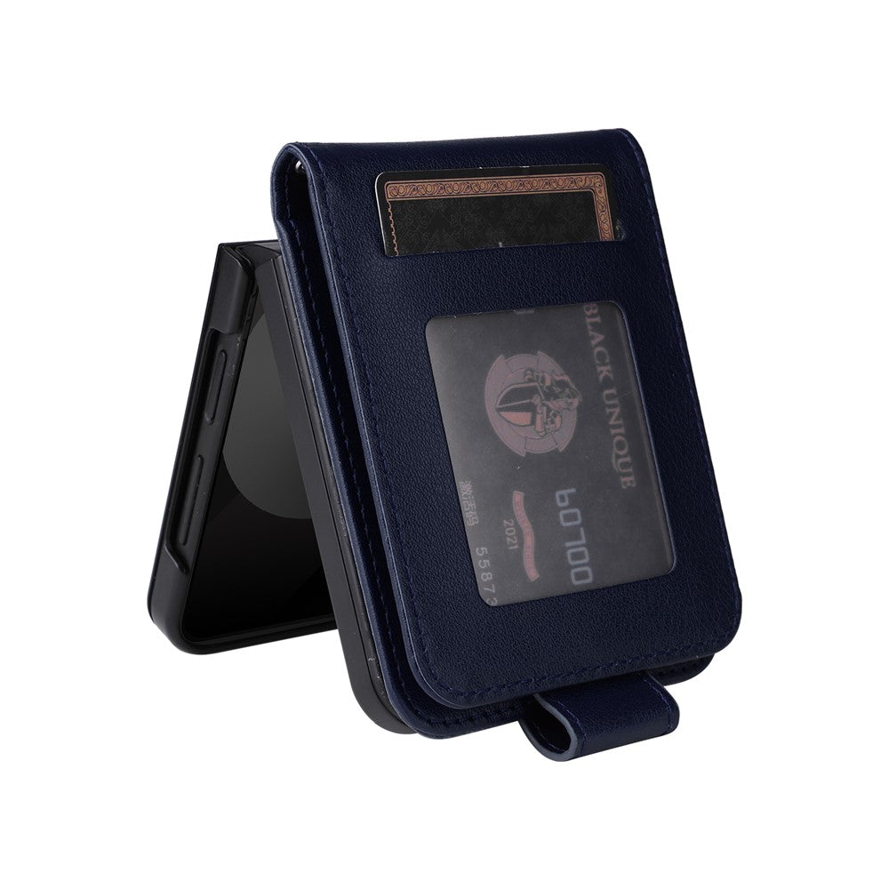 For Samsung Galaxy Z Flip7 FE 5G / Z Flip6 5G Case PU Leather Card Holder Folding Phone Cover - Blue