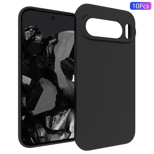 10Pcs / Pack for Google Pixel 9 Pro XL Case Anti-Fingerprint Soft TPU Protective Cover - Black
