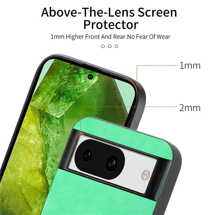 For Google Pixel 8a Leather Back Case Compatible with MagSafe Skin-Touch Phone Cover - Green