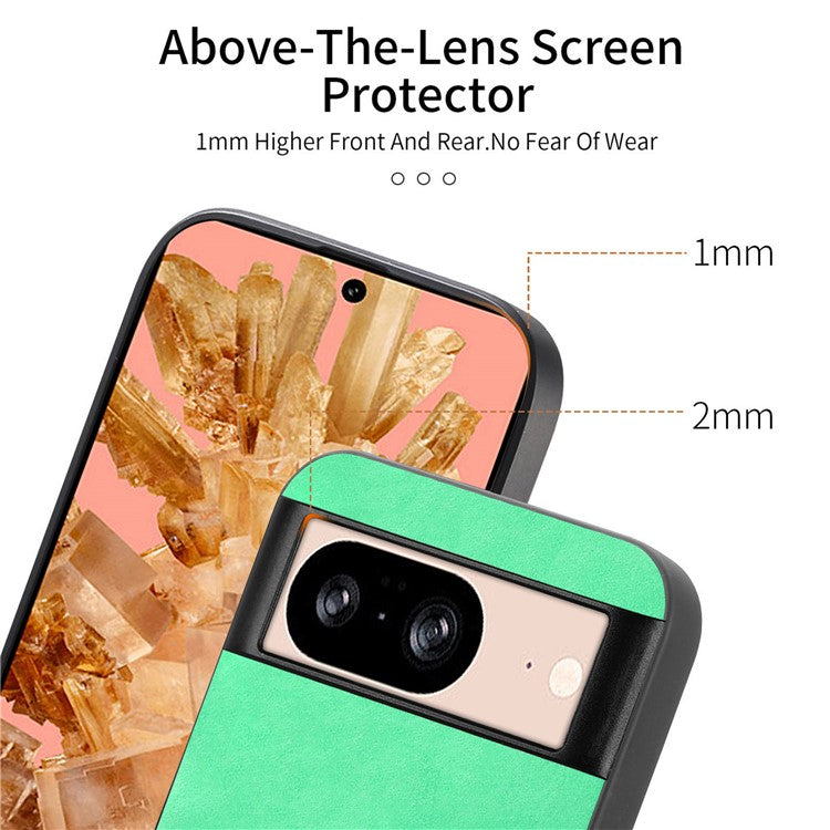 For Google Pixel 8 Leather Back Case Compatible with MagSafe Skin-touch Phone Cover - Blue