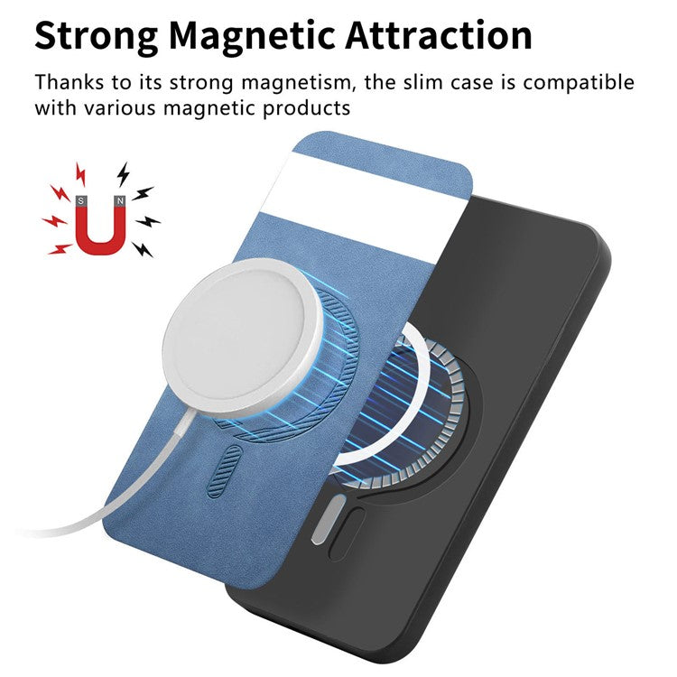 For Google Pixel 8 Pro Leather Back Case Compatible with MagSafe Skin-touch Phone Cover - Purple