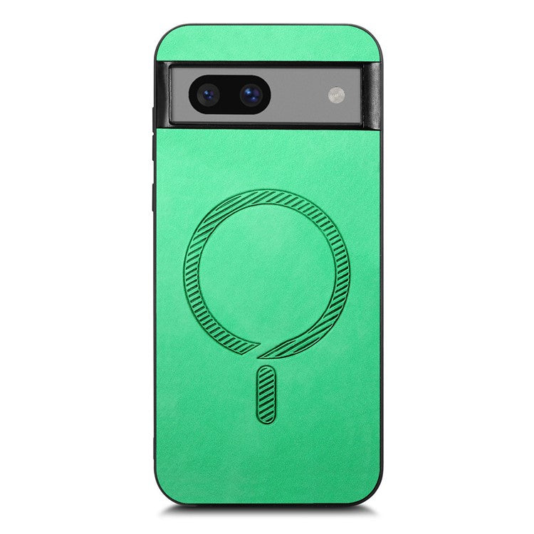 For Google Pixel 7a Leather Back Case Compatible with MagSafe Skin-Touch Phone Cover - Green