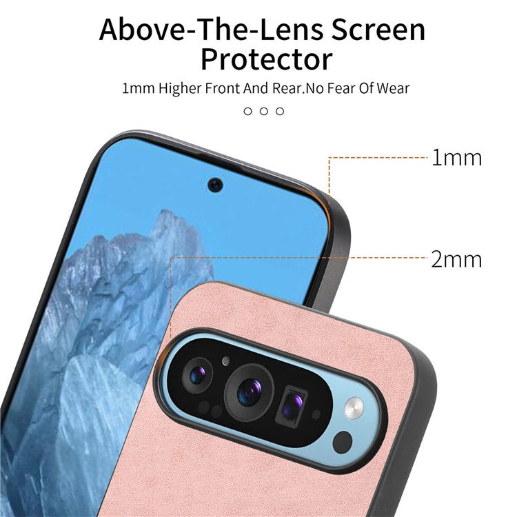 For Google Pixel 9 Pro  /  Pixel 9 Leather Back Case Compatible with MagSafe Skin-touch Phone Cover - Pink