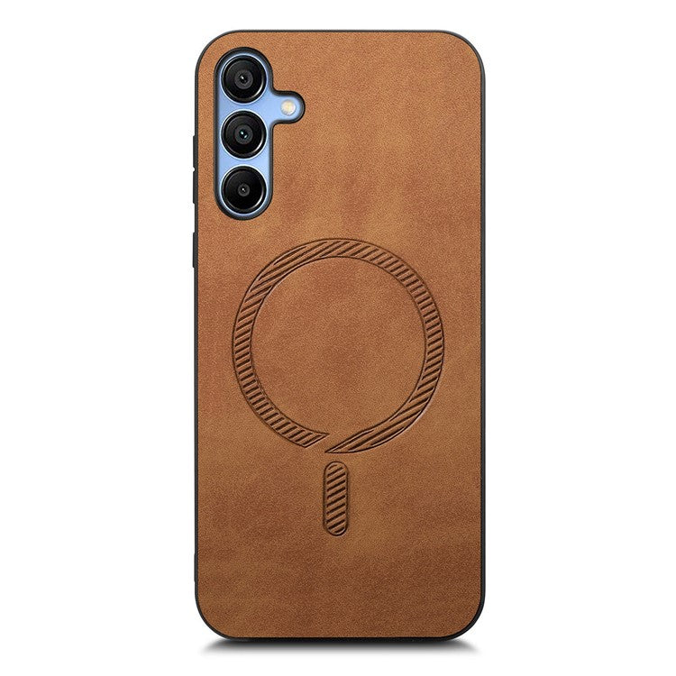 For Samsung Galaxy A15 4G  /  A15 5G Leather Back Case Compatible with MagSafe Skin-touch Phone Cover - Brown