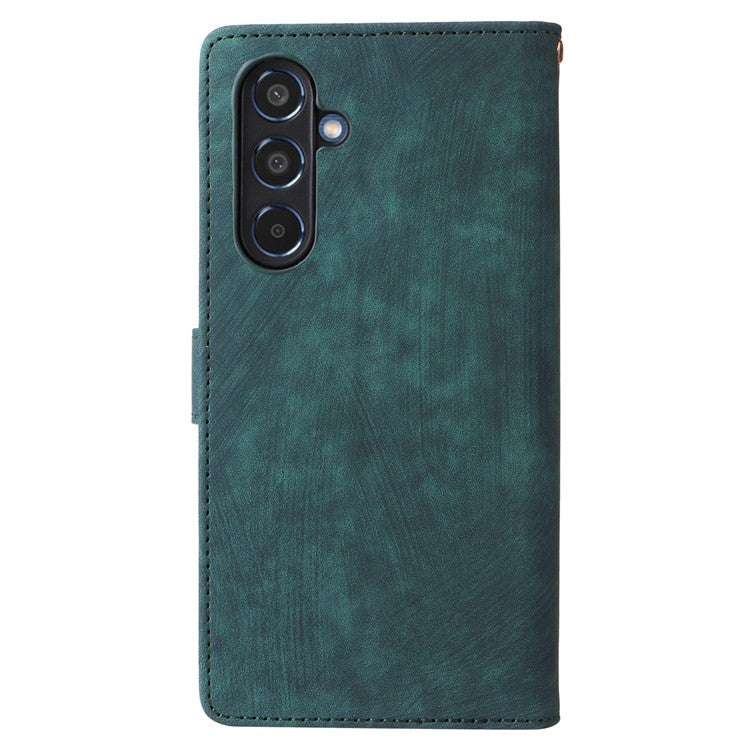 For Samsung Galaxy M35 5G Case with Strap RFID Blocking Leather Flip Phone Cover - Green