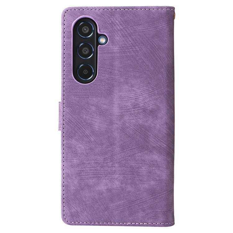 For Samsung Galaxy M35 5G Case with Strap RFID Blocking Leather Flip Phone Cover - Purple
