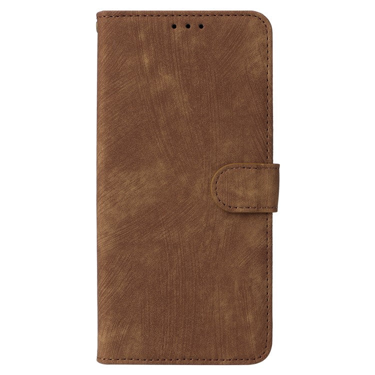 For Samsung Galaxy M35 5G Case with Strap RFID Blocking Leather Flip Phone Cover - Brown