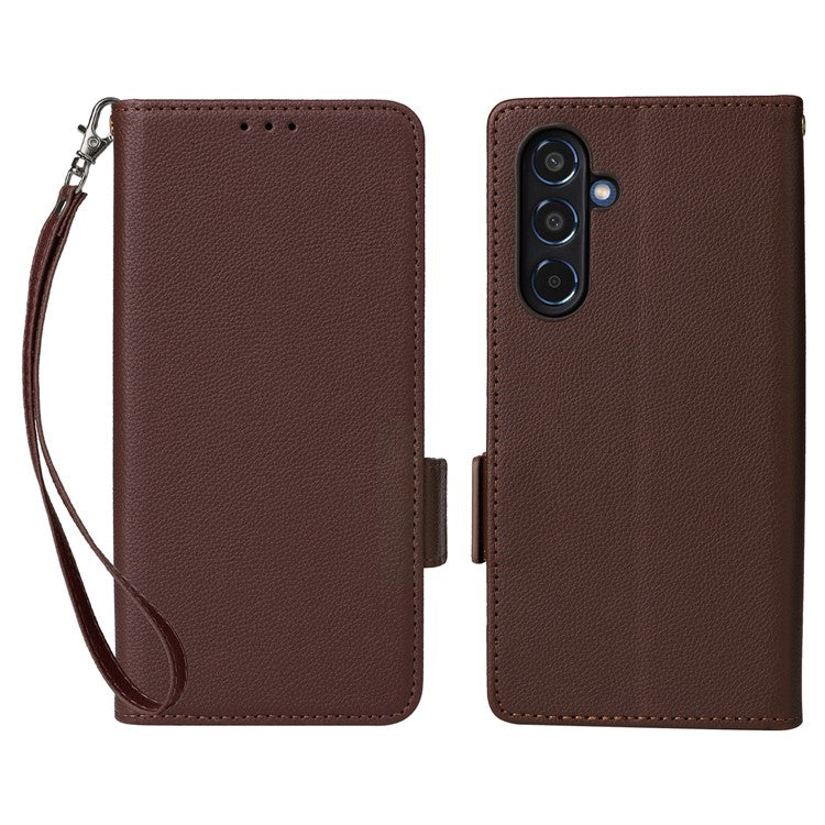 For Samsung Galaxy M35 5G Case PU Leather Wallet Stand View Phone Cover - Brown