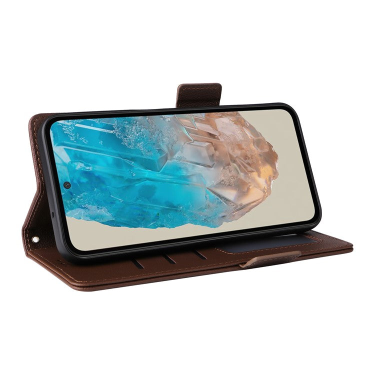 For Samsung Galaxy M35 5G Case PU Leather Wallet Stand View Phone Cover - Brown