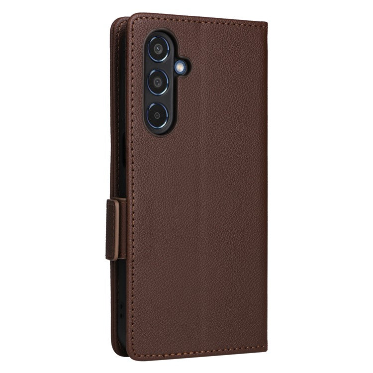 For Samsung Galaxy M35 5G Case PU Leather Wallet Stand View Phone Cover - Brown