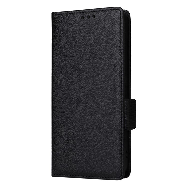 For Samsung Galaxy M35 5G Case with Wrist Strap Litchi Texture PU Leather Wallet Phone Cover - Black